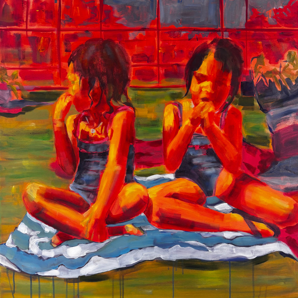 Girls at the Pool Postcard