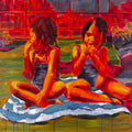 Girls at the Pool Postcard