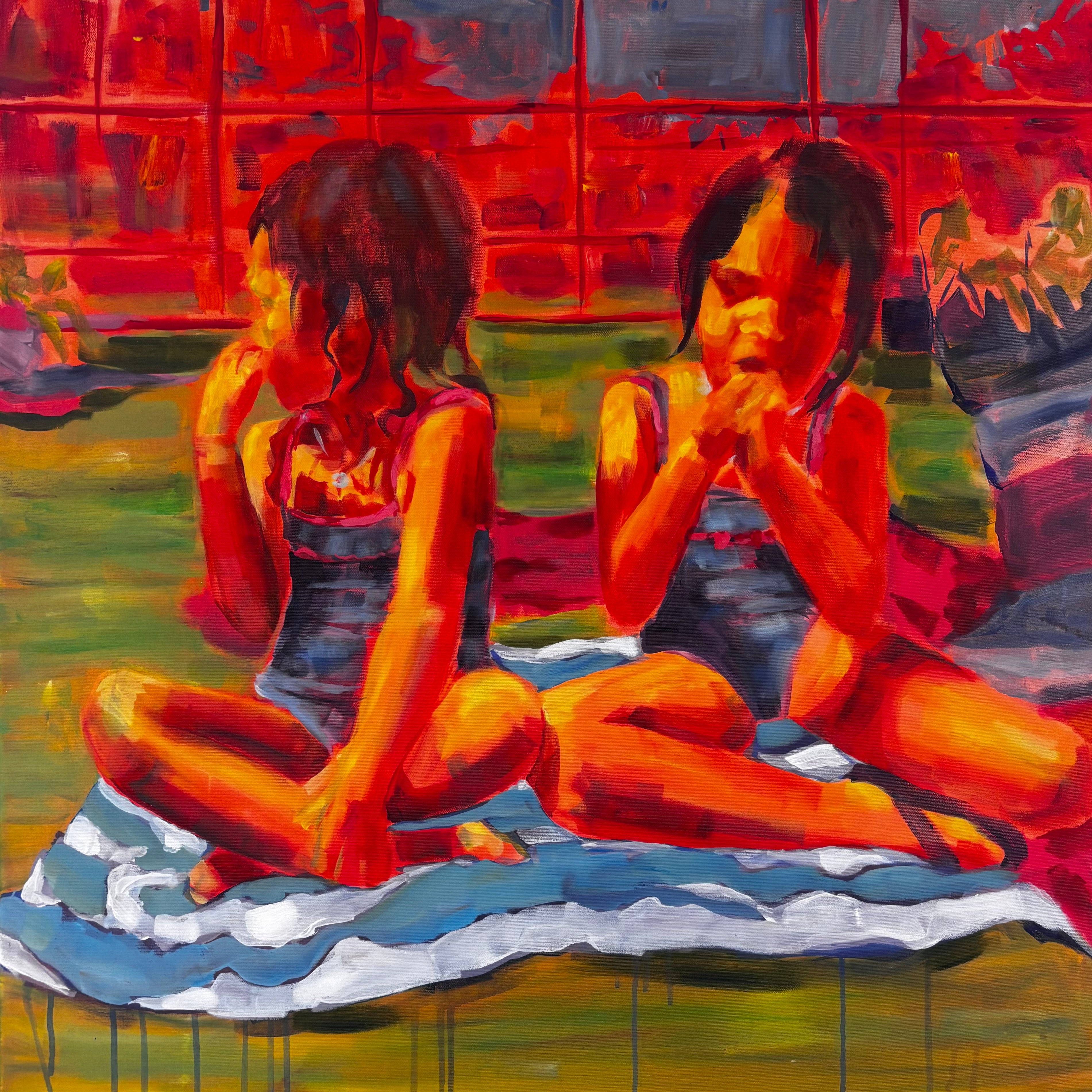 Girls at the Pool Postcard